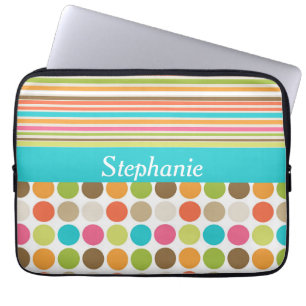Polka Dots and Stripes Personalised Laptop Sleeve