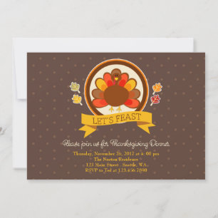 Polka Dots and Turkey Thanksgiving Party Invitation