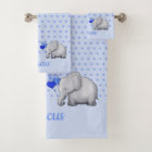 Polka Dots Baby Name Blue Elephant Shower Nursery