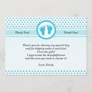 Polka Dots Baby Shower Thank You Card Unisex Aqua