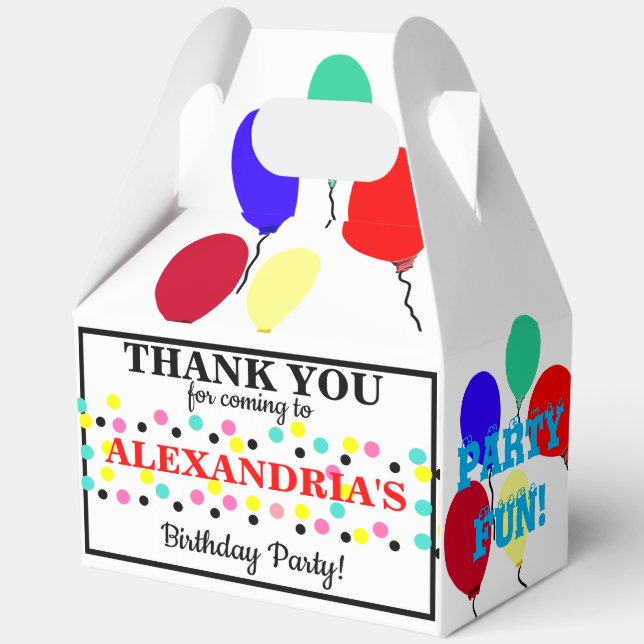 Polka Dots Birthday Balloons White Favour Box (Back)