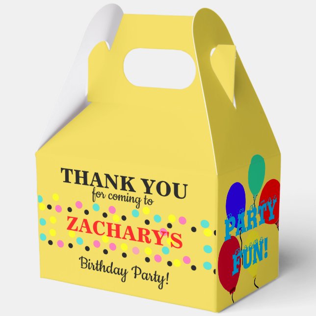 Polka Dots Birthday Balloons Yellow Favour Box (Back)