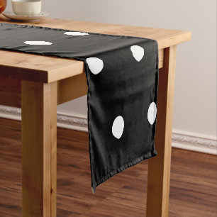Polka dots Black and white elegant bold pattern Short Table Runner