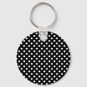 Polka Dots Black and White Keychain & Lanyard