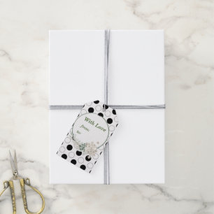 Polka Dots Black and white pattern balls Gift Tags
