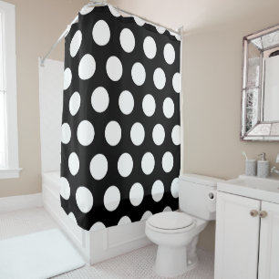 Polka Dots Black and White Shower Curtain