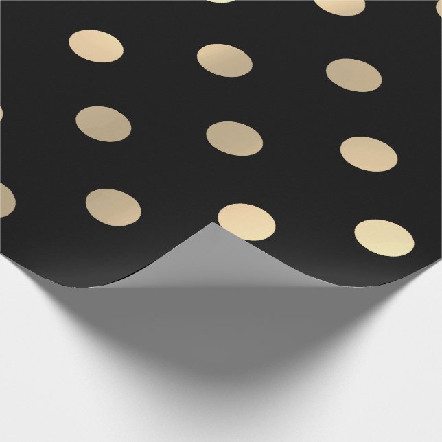 Polka Dots Black Minimal Champaigne Gold Wrapping Paper (Corner)