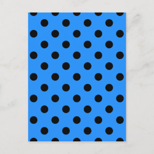 Polka Dots - Black on Dodger Blue Postcard