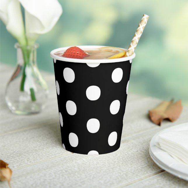 Polka dots Black white big bold elegant pattern Paper Cups (Insitu)