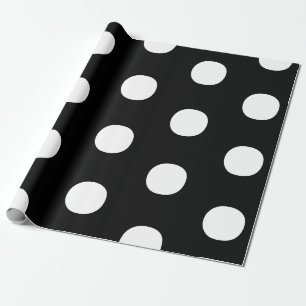 Polka dots Black white big bold elegant pattern Wrapping Paper