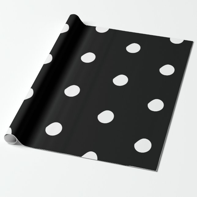 Polka dots Black white big bold pattern elegant Wrapping Paper (Unrolled)