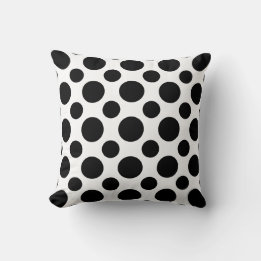 Polka dots black white modern art design on cushion