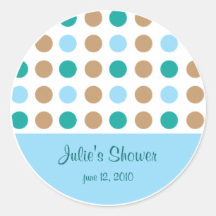 Polka Dots Blue Favour Bag Label Sticker