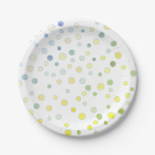 Polka Dots Blue Green Yellow Paper Plate