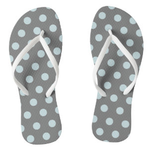 Polka Dots Blue Grey Flip Flops