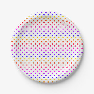 Polka-dots blue purple pink yellow dots paper plate
