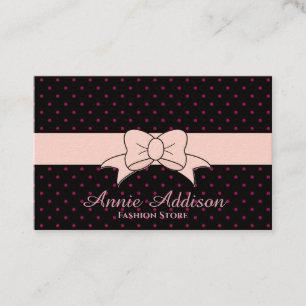 Polka Dots Bow Pattern Business Card