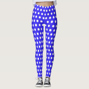 Polka Dots Bright Royal Blue and White Leggings