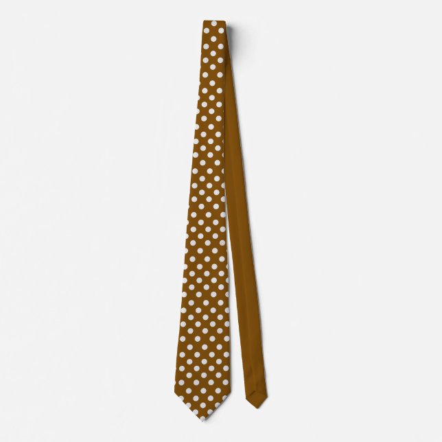 Polka dots brown and white tie (Front)