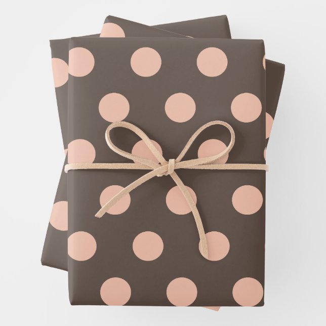 Polka Dots Brown Wrapping Paper Sheet (In situ)