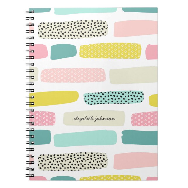 Polka dots & brush strokes. Modern abstract bright Notebook (Front)