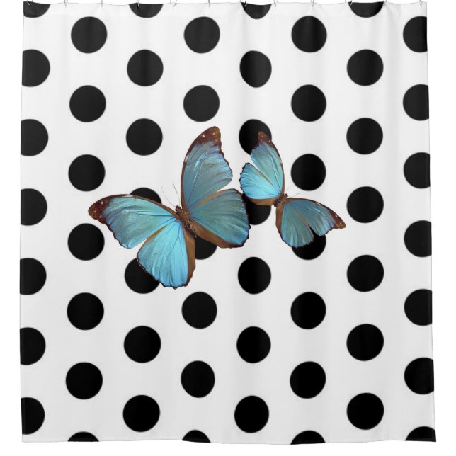 Polka Dots & Butterflies Shower Curtain (Front)