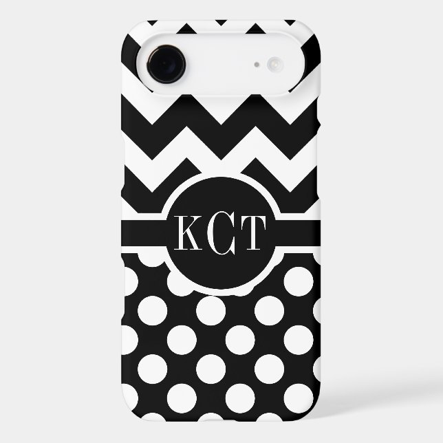 Polka Dots Chevron Pattern Monogram Case-Mate iPhone Case (Back)