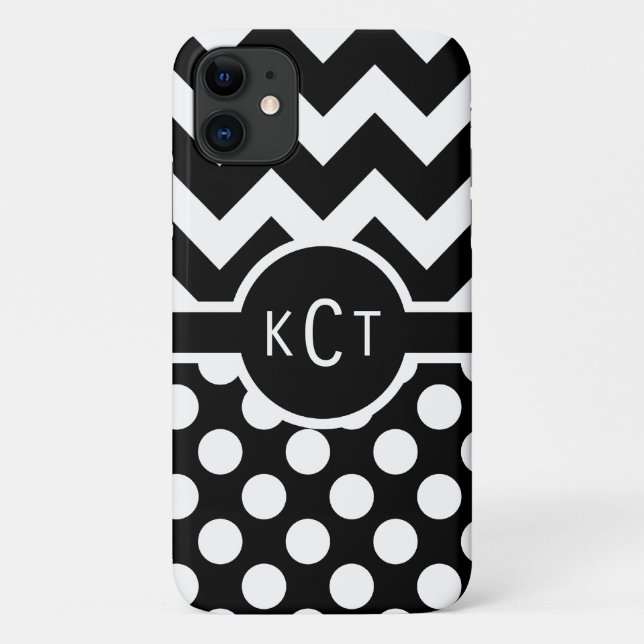 Polka Dots Chevron Pattern Monogram Case-Mate iPhone Case (Back)