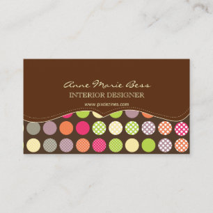 Polka Dots Chocolate/DIY background colour Business Card
