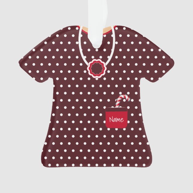 Polka Dots Christmas Dress Personalised Ornament (Front)