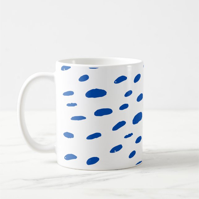 Polka Dots Cobalt Blue Pattern Coffee Mug (Left)