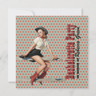 polka dots cowgirl western bachelorette party invitation