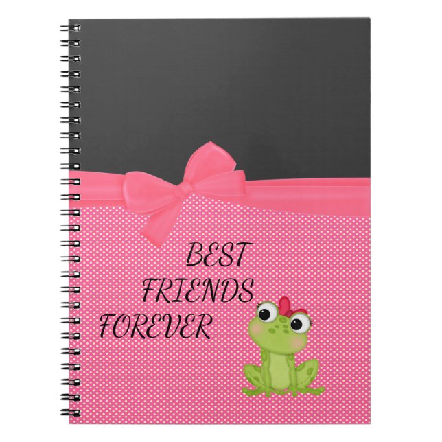 Polka Dots, Cute Froggy-Motivational message Notebook (Front)