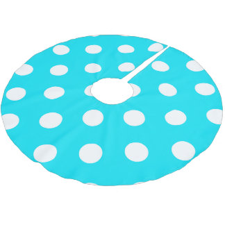 Polka dots cyan hex code #00E3F4  Brushed Polyester Tree Skirt