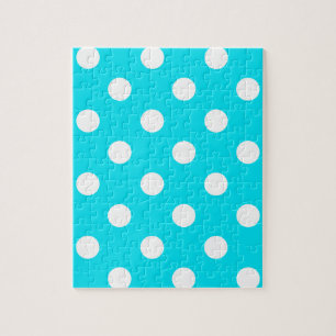 Polka dots cyan hex code 00E3F4 Jigsaw Puzzle
