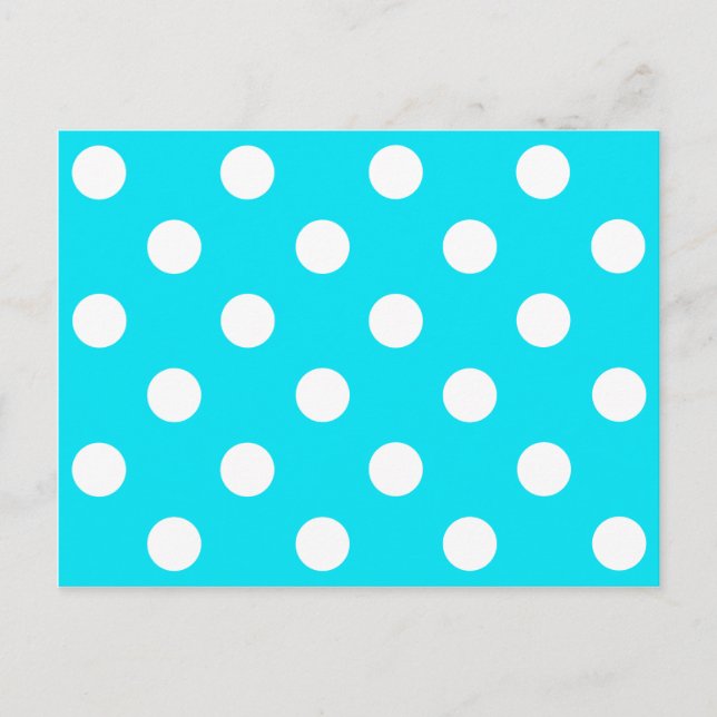 Polka dots cyan hex code 00E3F4 Postcard (Front)
