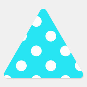 Polka dots cyan hex code 00E3F4 Triangle Sticker