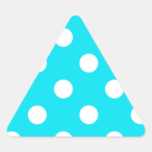 Polka dots cyan hex code 00E3F4 Triangle Sticker (Front)