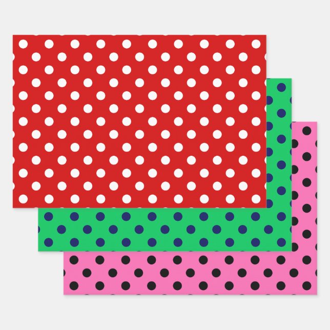 Polka Dots Dotted DIY Pattern & Background Colours Wrapping Paper Sheet (Set)