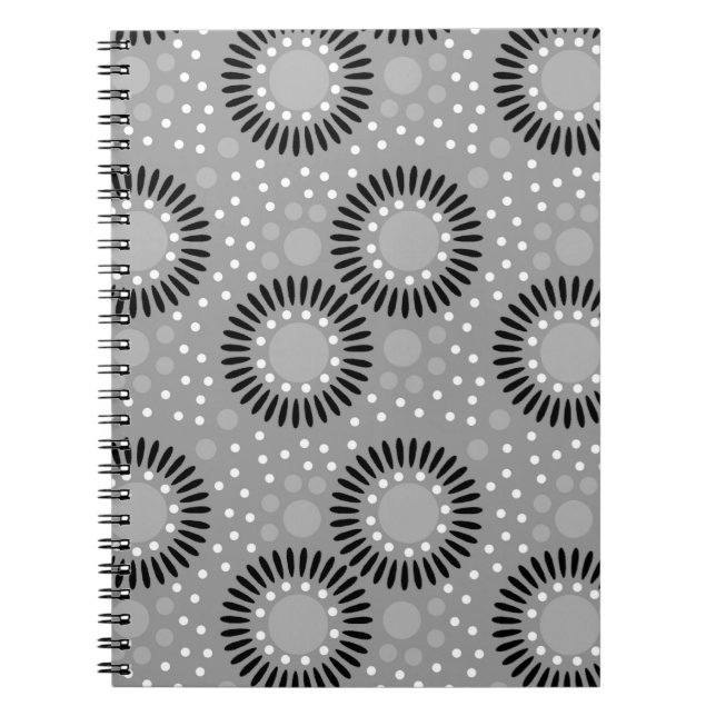Polka Dots Floral Notebooks : Grey (Front)