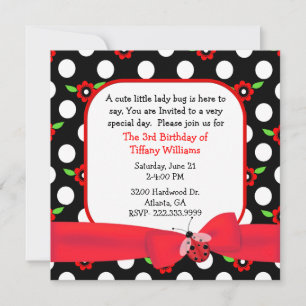 Polka Dots & Flowers Girl's Birthday Invitation