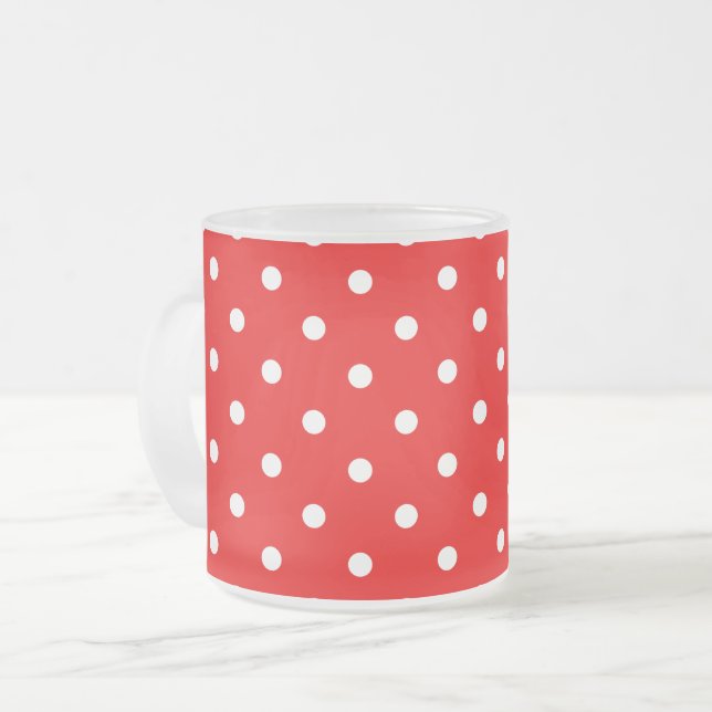 Polka dots frosted glass coffee mug (Front Left)