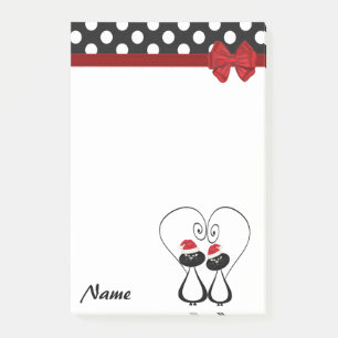 Polka dots funny Santa cat couple monogram Post-it Notes