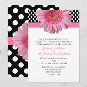 Polka Dots & Gerber Daisy Wedding Invitation
