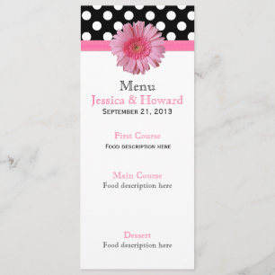 Polka Dots & Gerber Daisy Wedding Table Menu