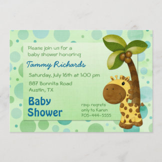 Polka Dots Giraffe - Neutral Baby Shower Invitation