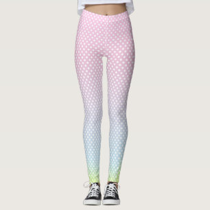 Polka Dots Gradient Pink  Blue Yellow Leggings