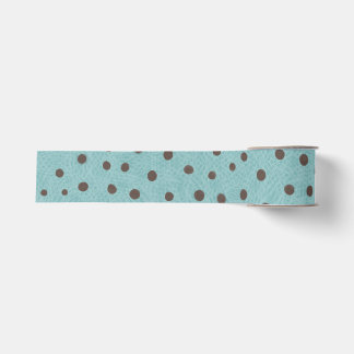 Polka dots green and brown grosgrain ribbon