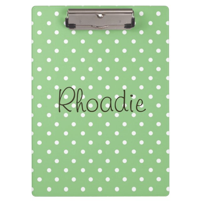 Polka Dots Green and White Clipboard (Front)