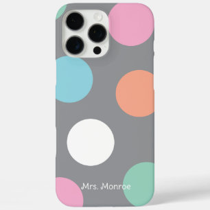 Polka Dots Grey Soft Pink Green Blue Orange Chic iPhone 16 Pro Max Case